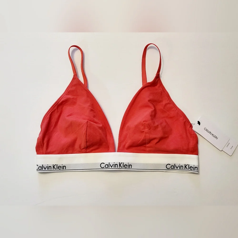 Calvin Klein Modern Cotton Triangle Bralette XL & Bikini L Strawberry Shake Set - Picture 4 of 5